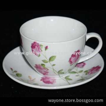 220cc Tea Cup and Saucer Set, New Bone China, Rose Design, Ideal for Gifts and Promotional Purposes
